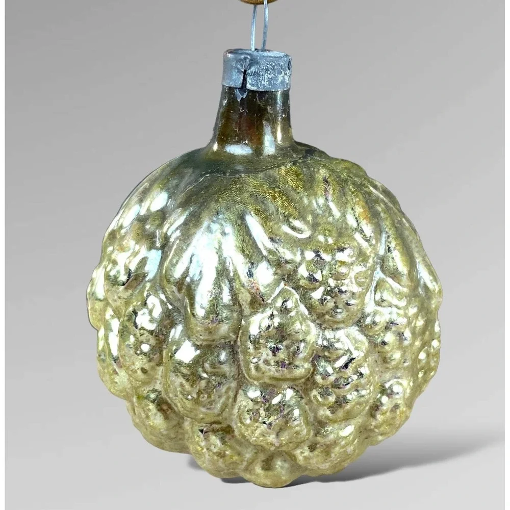 Vintage Mercury Glass Walnut‎ Christmas Ornament Classic!